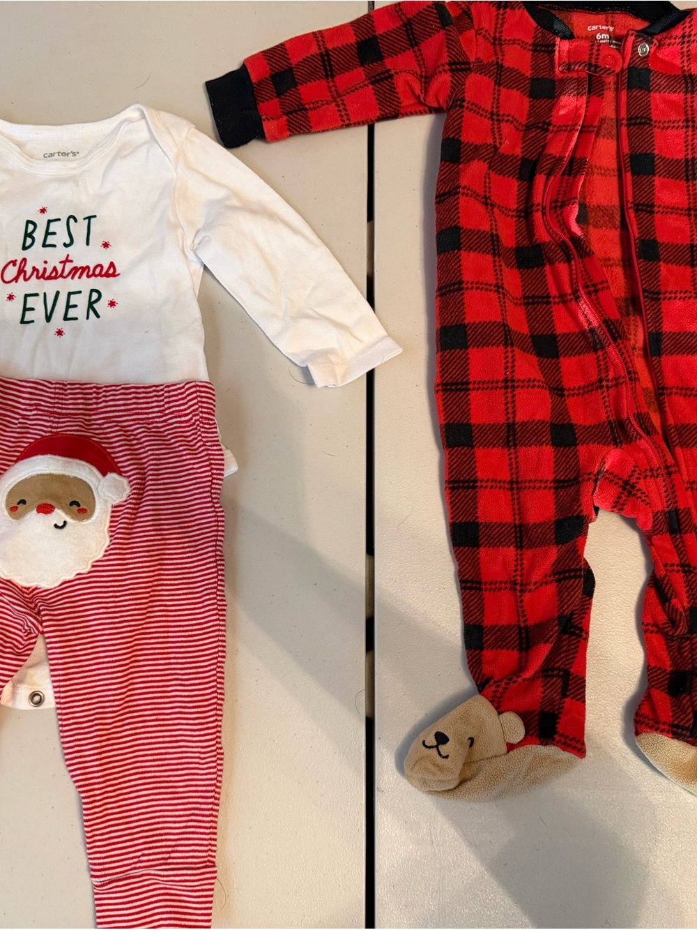 Carters Red Plaid & White 'Best Christmas Ever' One-Piece Set